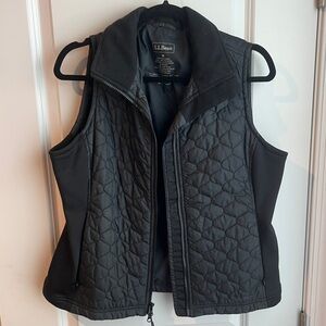 L.L. Bean Black Quilted Vest with Zip-Front Closure